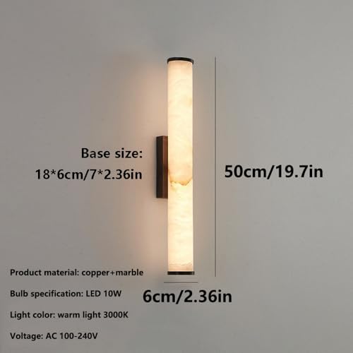 Spanish Natural Marble Wall Sconces Strip Alabaster Wall Lighting All Copper Indoor Nordic Sconce Wall Lamps for Bedroom Staircase Living Room Corridor